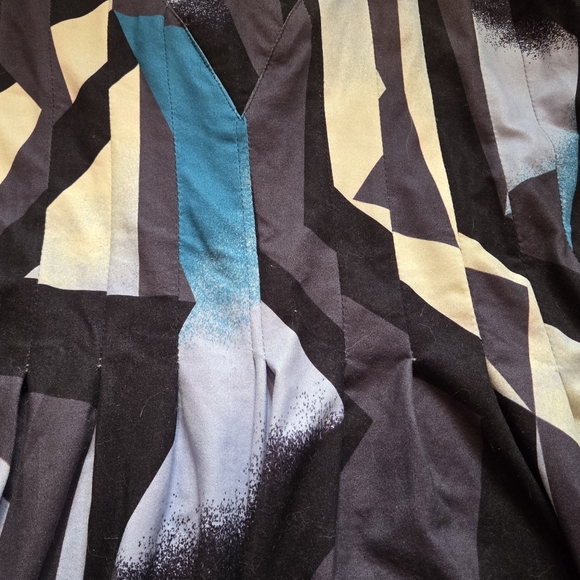 Reborn geometrical pattern blue cream black gray pleated womens size 2X - Picture 2 of 6